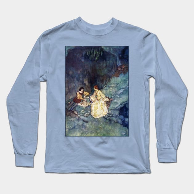 Miranda and Ferdinand Playing Chess in the Cave - The Tempest, Edmund Dulac Long Sleeve T-Shirt by forgottenbeauty